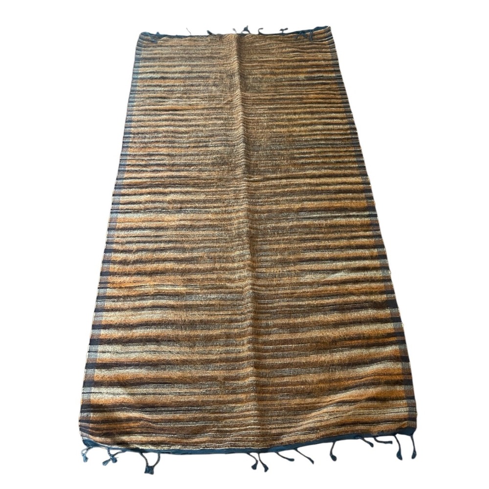 Blanket Or Table Topper Hand Woven Wool 59.5" X 29" Earth Tones Southwestern